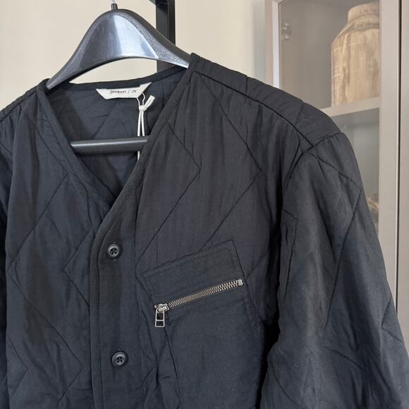 3sixteen Quilted Onyx Black Liner Jacket 2X NEW Button Up Tencel Cotton Coat XXL - Picture 2 of 6